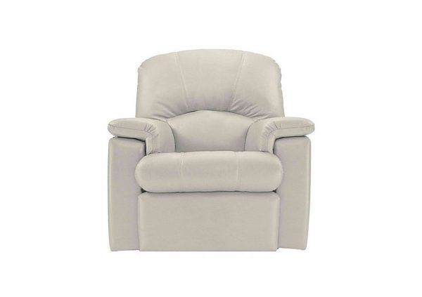 G Plan  Chloe Leather Manual Recliner Armchair  Oxford Light Grey | Bed Sava