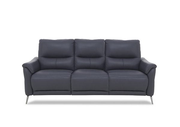 Daytona 3 Seater Leather Power Recliner Sofa with Drinks Holder and Built in Bluetooth Speaker  Lavender Grey | Bed Sava