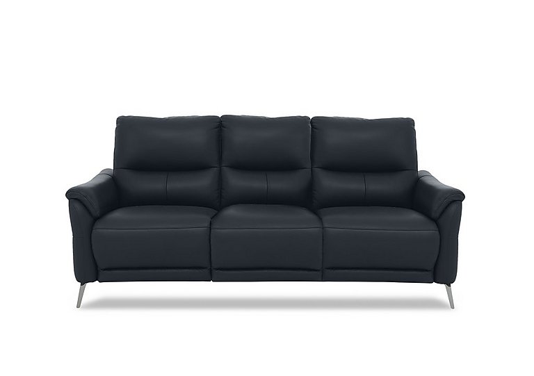 Daytona 3 Seater Leather Power Recliner Sofa with Drinks Holder and Built-in Bluetooth Speaker - Navy