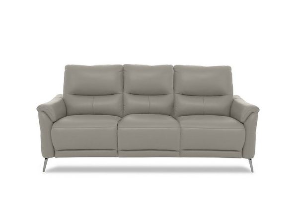 Daytona 3 Seater Leather Power Recliner Sofa with Drinks Holder and Built in Bluetooth Speaker  New Grey | Bed Sava