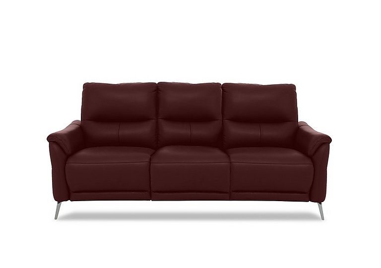 Daytona 3 Seater Leather Power Recliner Sofa with Drinks Holder and Built-in Bluetooth Speaker - Ruby