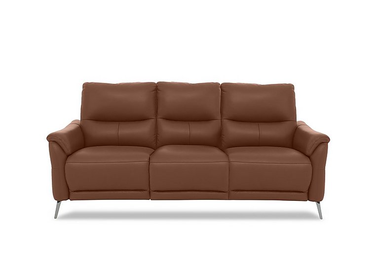 Daytona 3 Seater Leather Power Recliner Sofa with Drinks Holder and Built-in Bluetooth Speaker - Butterscotch