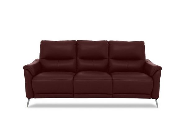 Daytona 3 Seater Leather Power Recliner Sofa with Drop Down  Ruby | Bed Sava