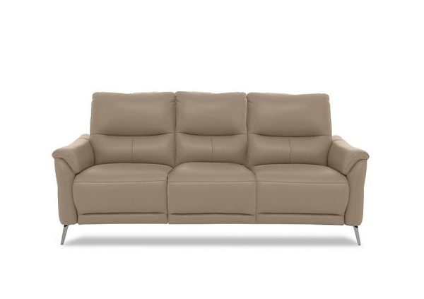 Daytona 3 Seater Leather Power Recliner Sofa with Drop Down  Barley | Bed Sava