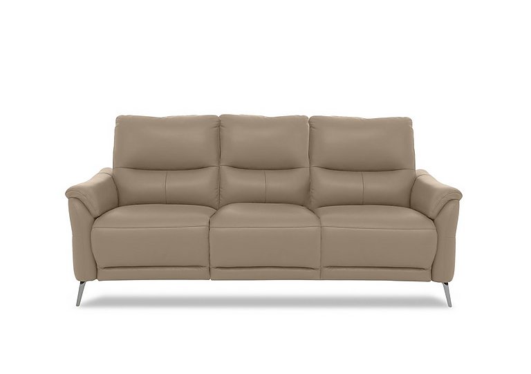 Daytona 3 Seater Leather Power Recliner Sofa with Drop Down - Barley