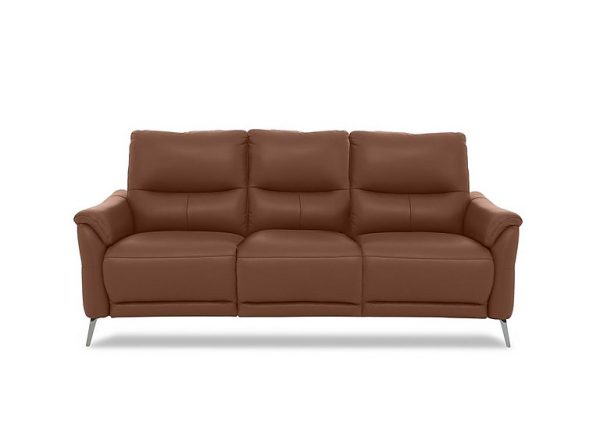 Daytona 3 Seater Leather Power Recliner Sofa with Drop Down  Butterscotch | Bed Sava