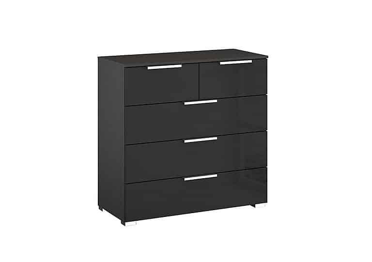 Rauch - Formes Glass 5 Drawer Chest - Graphite/Basalt Front
