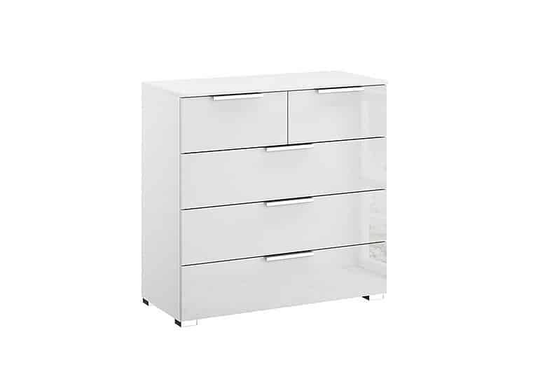 Rauch - Formes Glass 5 Drawer Chest - White/White Front