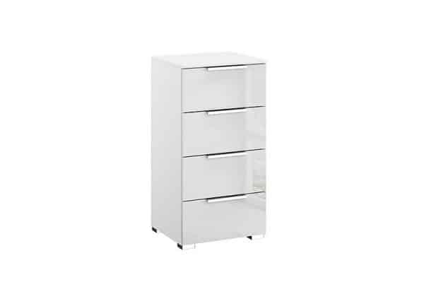 Rauch  Formes Glass 4 Drawer Narrow Chest  WhiteWhite Front | Bed Sava