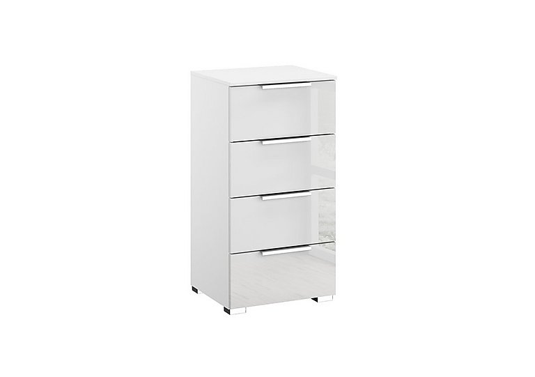Rauch - Formes Glass 4 Drawer Narrow Chest - White/White Front
