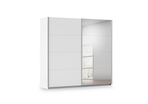 Rauch  Impulse 226cm 2 Door Décor Slider Wardrobe with Mirror Door  Alpine White | Bed Sava