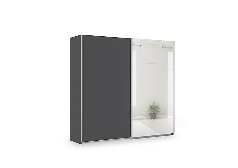 Rauch - Impulse 226cm 2 Door Décor Slider Wardrobe with Mirror Door - Metallic Grey