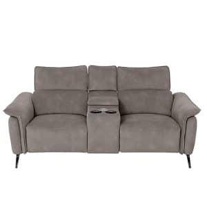 Jude 2 Seater Fabric Power Recliner Sofa with Smart Console Unit and Power Telescopic Headrests  Mocha Dexter | Bed Sava