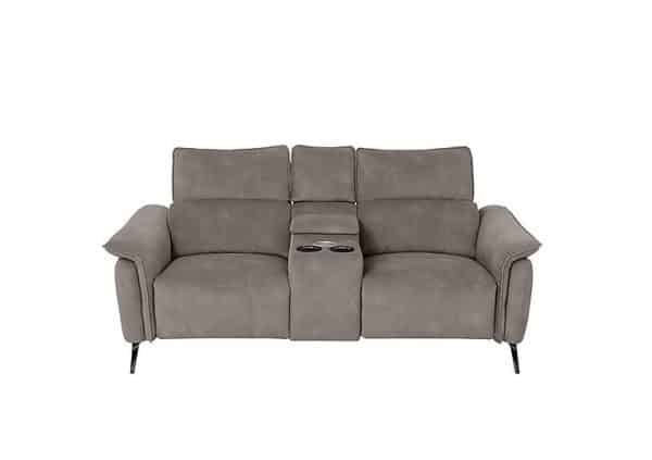 Jude 2 Seater Fabric Power Recliner Sofa with Smart Console Unit and Power Telescopic Headrests  Mocha Dexter | Bed Sava