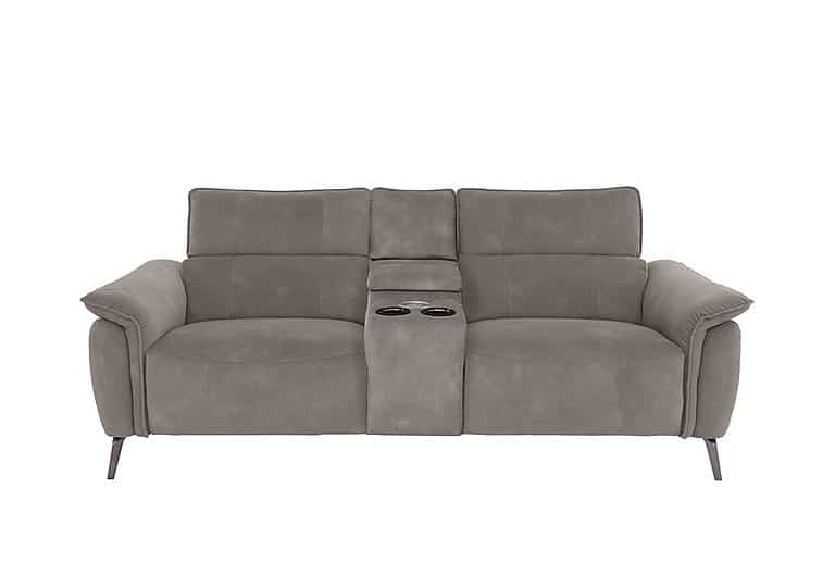 Jude 3 Seater Fabric Power Recliner Sofa with Smart Console Unit and Power Telescopic Headrests - Mocha Dexter