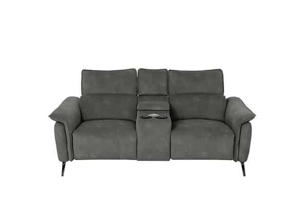 Jude 2 Seater Fabric Power Recliner Sofa with Smart Console Unit and Power Telescopic Headrests  Moss Dexter | Bed Sava