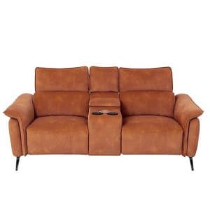 Jude 2 Seater Fabric Power Recliner Sofa with Smart Console Unit and Power Telescopic Headrests  Pumpkin Dexter | Bed Sava