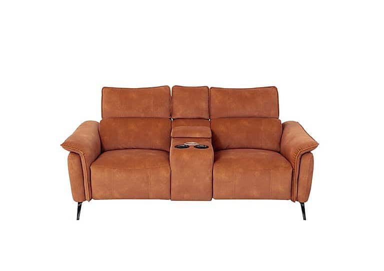 Jude 2 Seater Fabric Power Recliner Sofa with Smart Console Unit and Power Telescopic Headrests - Pumpkin Dexter