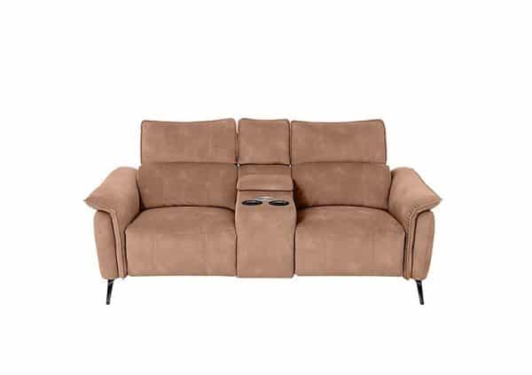 Jude 2 Seater Fabric Power Recliner Sofa with Smart Console Unit and Power Telescopic Headrests  Sand Dexter | Bed Sava