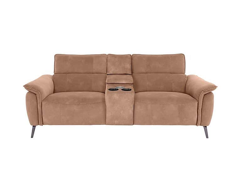 Jude 3 Seater Fabric Power Recliner Sofa with Smart Console Unit and Power Telescopic Headrests - Sand Dexter