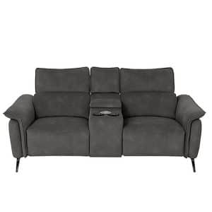 Jude 2 Seater Fabric Power Recliner Sofa with Smart Console Unit and Power Telescopic Headrests  Shadow Dexter | Bed Sava