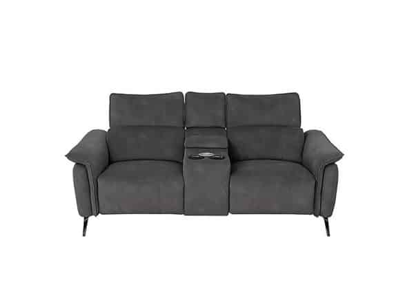 Jude 2 Seater Fabric Power Recliner Sofa with Smart Console Unit and Power Telescopic Headrests  Shadow Dexter | Bed Sava