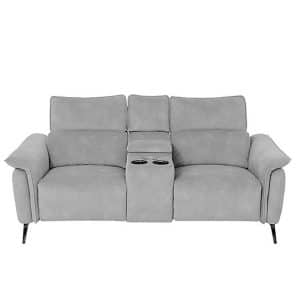 Jude 2 Seater Fabric Power Recliner Sofa with Smart Console Unit and Power Telescopic Headrests  Smoke Dexter | Bed Sava