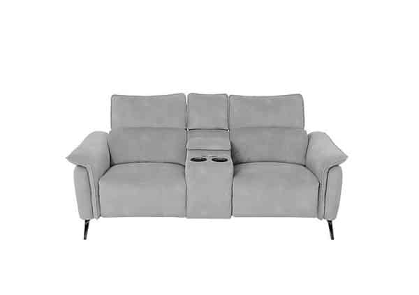 Jude 2 Seater Fabric Power Recliner Sofa with Smart Console Unit and Power Telescopic Headrests  Smoke Dexter | Bed Sava