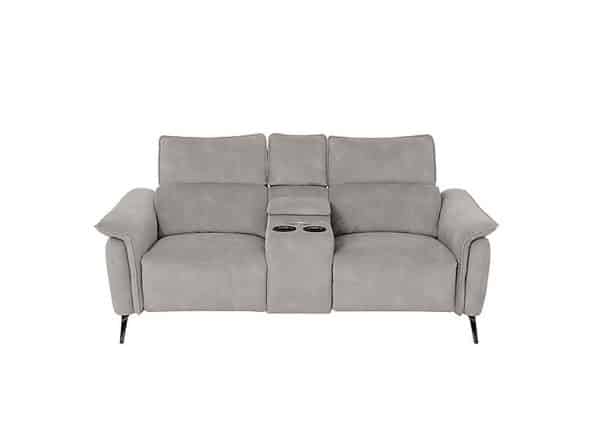 Jude 2 Seater Fabric Power Recliner Sofa with Smart Console Unit and Power Telescopic Headrests  Stone Dexter | Bed Sava