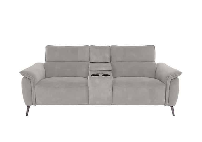 Jude 3 Seater Fabric Power Recliner Sofa with Smart Console Unit and Power Telescopic Headrests - Stone Dexter