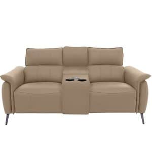 Jude 2 Seater Leather Power Recliner Sofa with Smart Console Unit and Power Telescopic Headrests  Montana Barley | Bed Sava