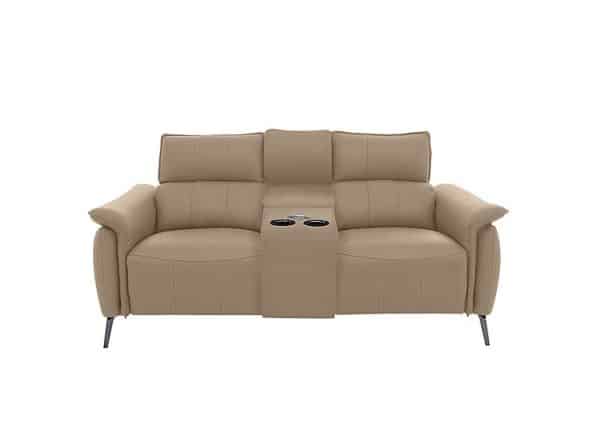 Jude 2 Seater Leather Power Recliner Sofa with Smart Console Unit and Power Telescopic Headrests  Montana Barley | Bed Sava