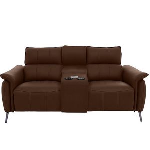 Jude 2 Seater Leather Power Recliner Sofa with Smart Console Unit and Power Telescopic Headrests  Montana Chocolate | Bed Sava