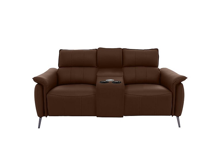 Jude 2 Seater Leather Power Recliner Sofa with Smart Console Unit and Power Telescopic Headrests - Montana Chocolate