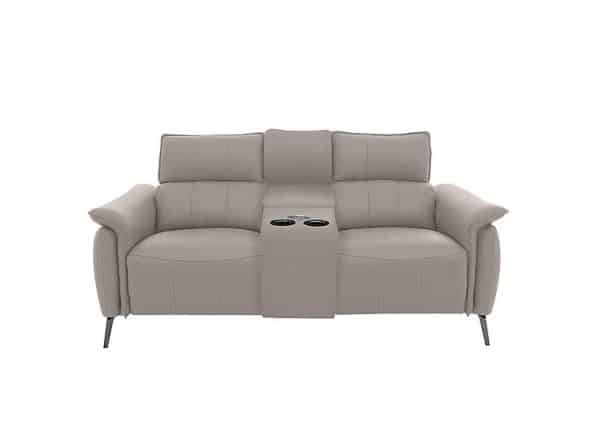 Jude 2 Seater Leather Power Recliner Sofa with Smart Console Unit and Power Telescopic Headrests  Lead Grey | Bed Sava