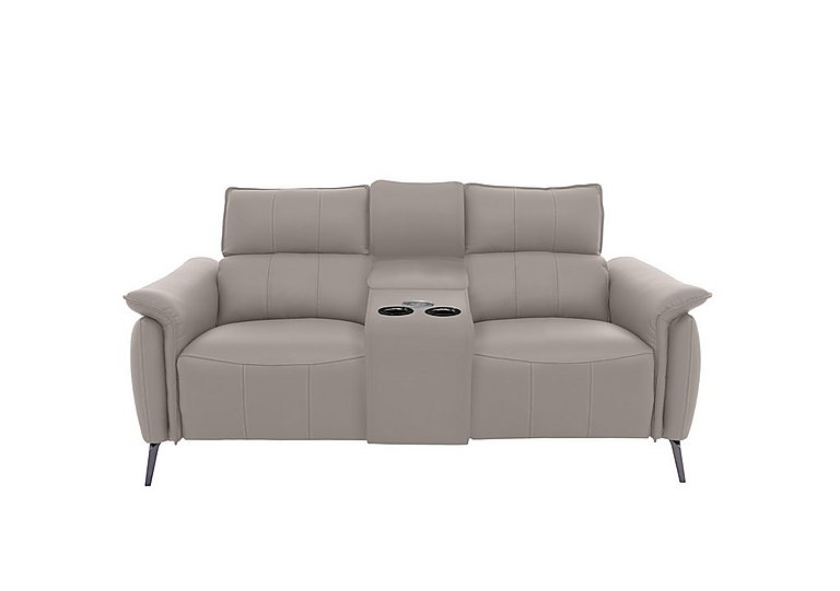 Jude 2 Seater Leather Power Recliner Sofa with Smart Console Unit and Power Telescopic Headrests - Lead Grey