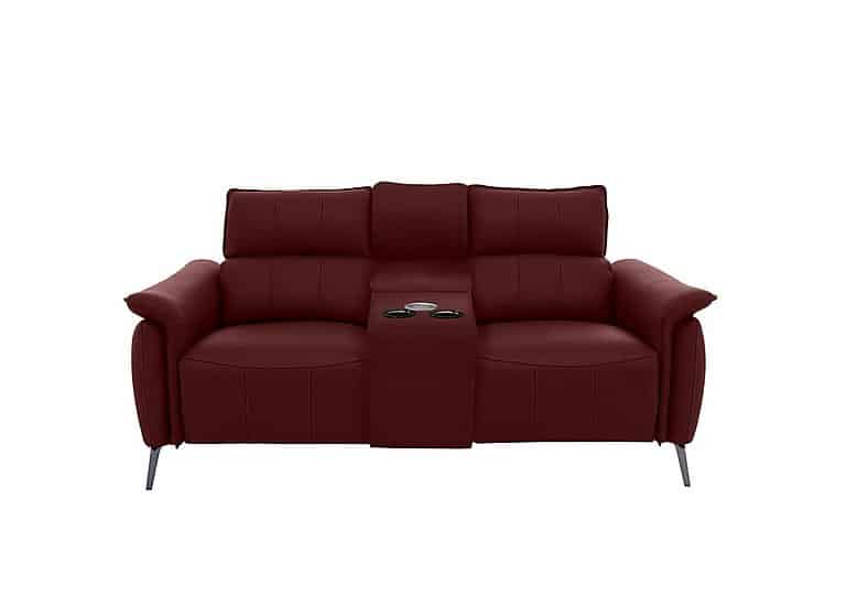 Jude 2 Seater Leather Power Recliner Sofa with Smart Console Unit and Power Telescopic Headrests - Montana Ruby
