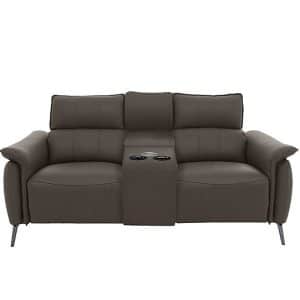 Jude 2 Seater Leather Power Recliner Sofa with Smart Console Unit and Power Telescopic Headrests  Montana Storm | Bed Sava