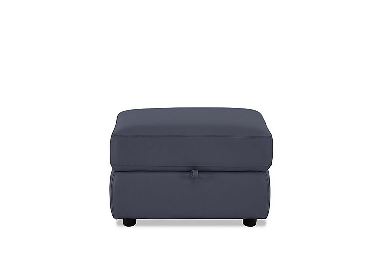 World of Leather - NC Leather Storage Footstool - NC Ocean Blue