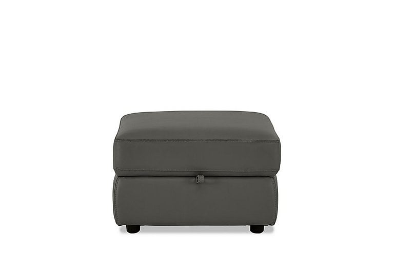 World of Leather - NC Leather Storage Footstool - Charcoal Grey
