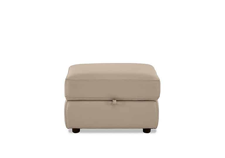 World of Leather - NC Leather Storage Footstool - NC Pebble