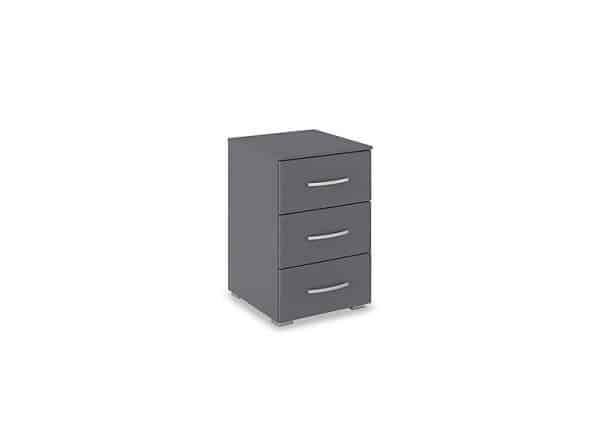 Rauch  Impulse 3 Drawer Bedside Cabinet  Metallic Grey | Bed Sava