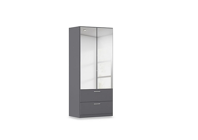 Rauch - Impulse 91cm 2 Door Combi Wardrobe with 2 Mirror Doors - Metallic Grey