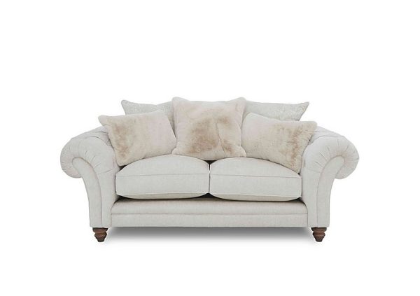 Boutique Collection  Blenheim 2 Seater Scatter Back Sofa  Darwin Ivory with Walnut Feet | Bed Sava