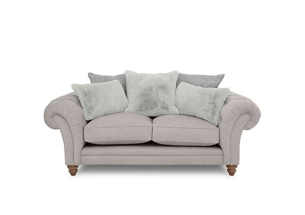 Boutique Collection  Blenheim 2 Seater Scatter Back Sofa  Darwin Silver with Oak Feet | Bed Sava