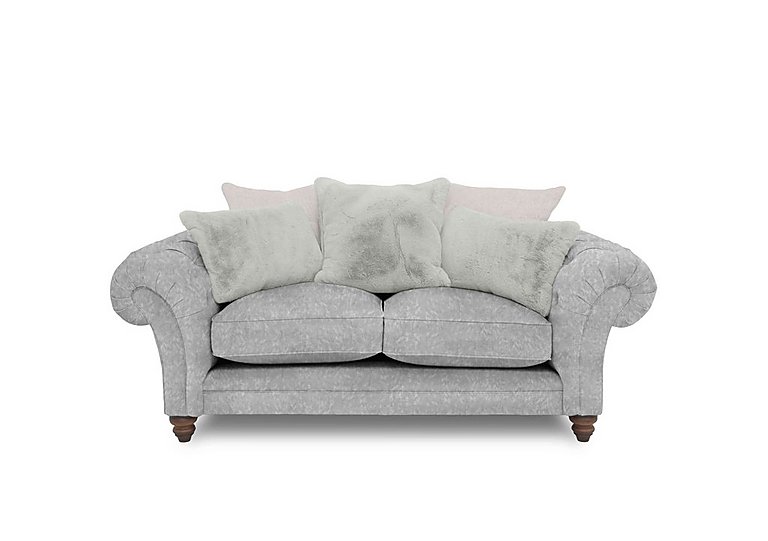 Boutique Collection - Blenheim 2 Seater Scatter Back Sofa - Savoy Silver with Walnut Feet