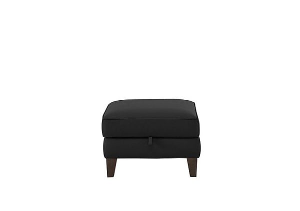 World of Leather  Brondby BV Leather Storage Footstool  Classic Black | Bed Sava