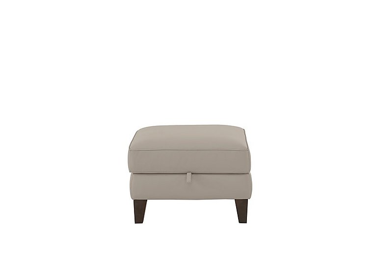 Brondby BV Leather Storage Footstool - Silver Grey