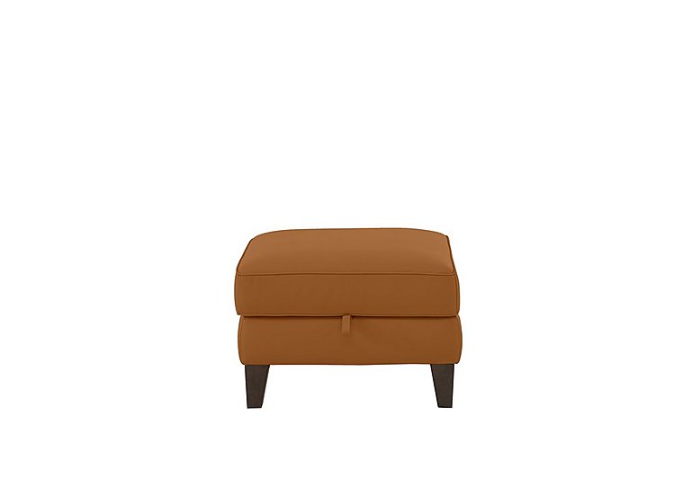 Brondby NC Leather Storage Footstool - Pecan Brown