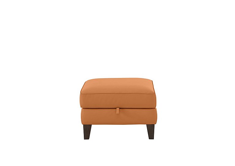 Brondby NC Leather Storage Footstool - NC Honey Yellow